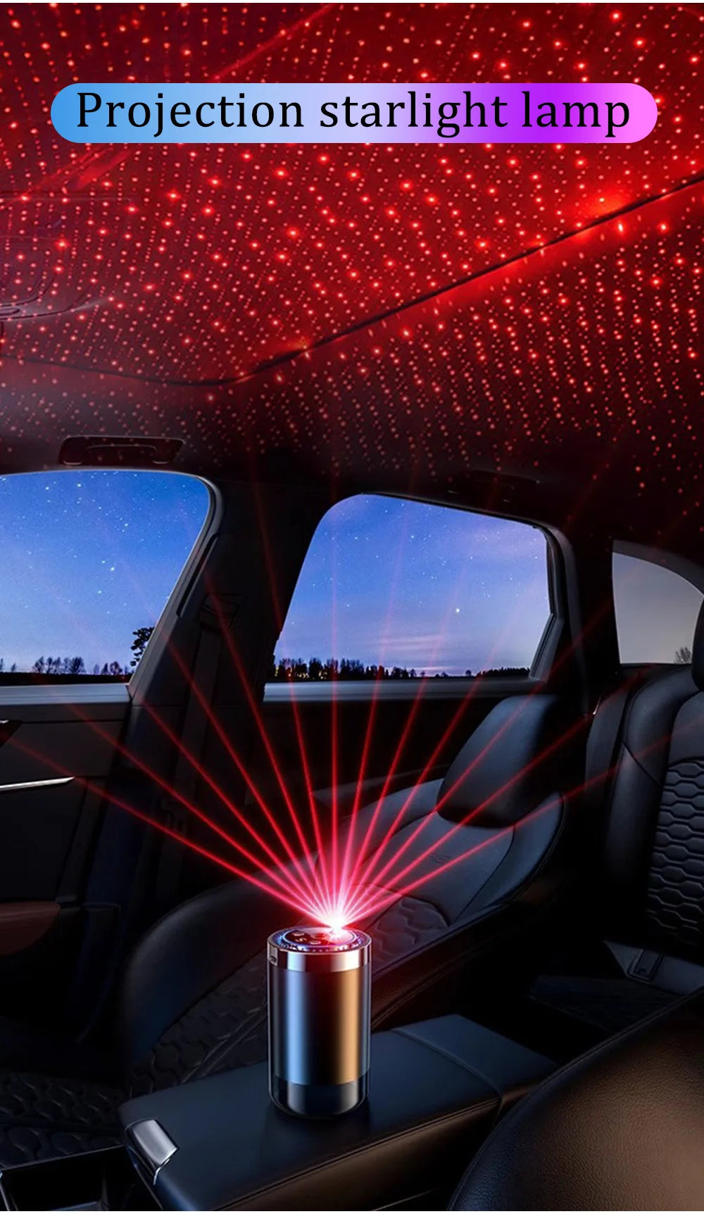 Rechargeable car aroma diffuser, aromatic essential oil, colorful lights, romantic starry sky lights, bedroom gift
