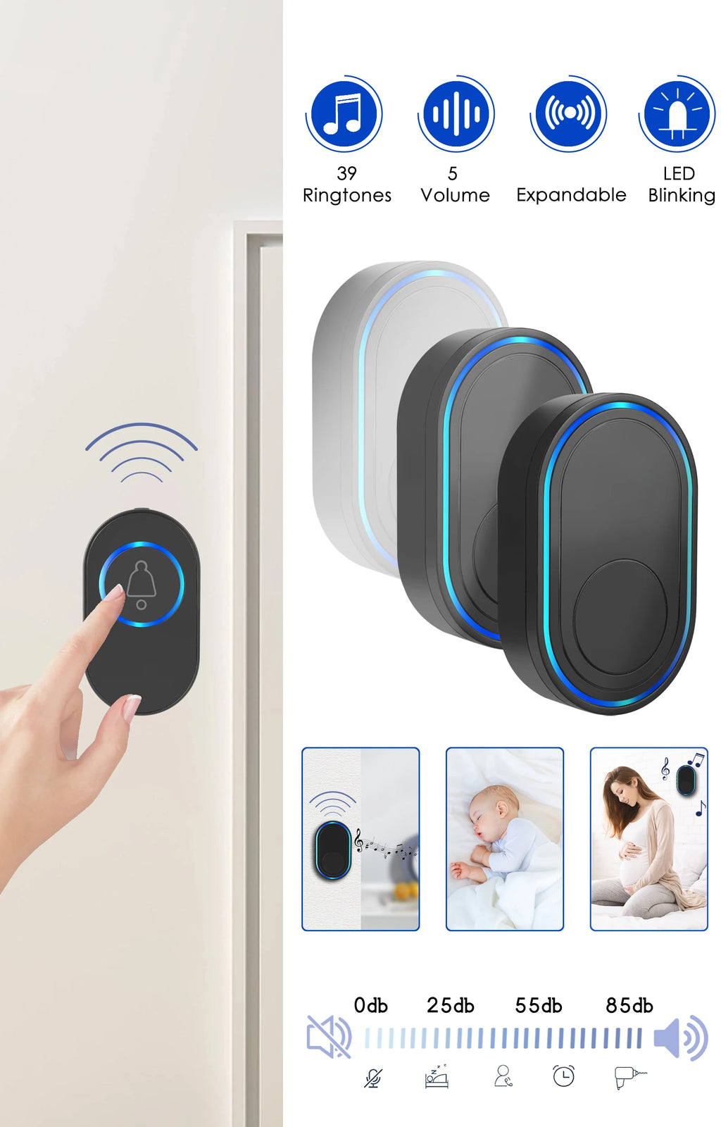 Waterproof Wireless Doorbell Home Welcome Smart Home Door bell 150m Remote Smart Bell Chime EU UK US Plug Optional