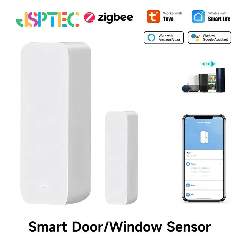 Tuya ZigBee Smart Door Window Sensor Door Open Closed Detectors Smart Home Security Protection Alarm System for Alexa Google