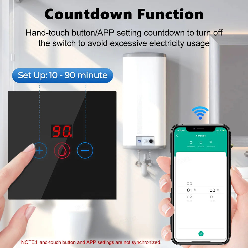 Tuya EU US WiFi/zigbee Smart Water Heater Boiler Switch With Power Monitor Smart Life Control Works With Alexa Alice Google Home