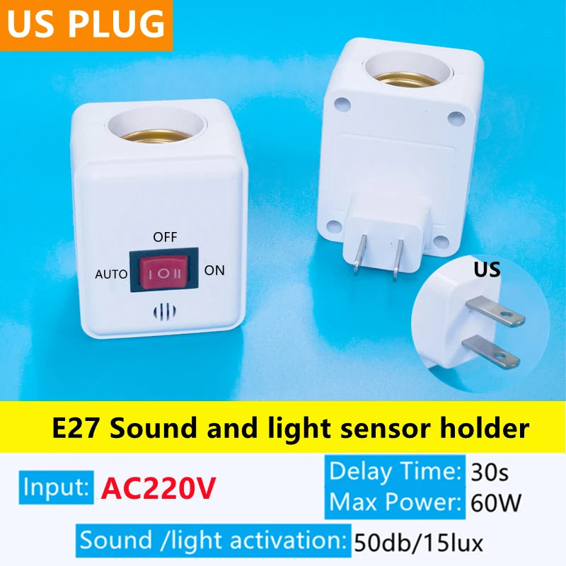AC85-265V EU/US Plug E27 PIR Motion Sensor LED Switch Lamp Base Human Induction Light Bulb Holder Socket Adapter Converter