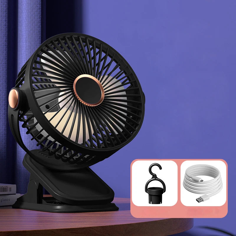 Clip Fan 5 Speed Electric fan USB Quiet Mini Home Office Desk Fans Air Cooler Outdoor Portable Cooling Clip on Fan for Strollers