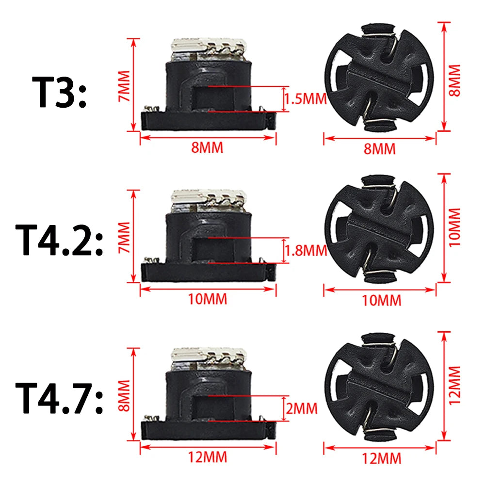 2pcs T3 T4.2 T4.7 Wedge Led Dashboard Light Bulbs For Car Instrument Cluster Guage Lights 12V Indicator Bulb Replacement