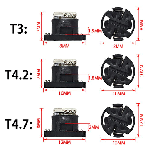 2pcs T3 T4.2 T4.7 Wedge Led Dashboard Light Bulbs For Car Instrument Cluster Guage Lights 12V Indicator Bulb Replacement