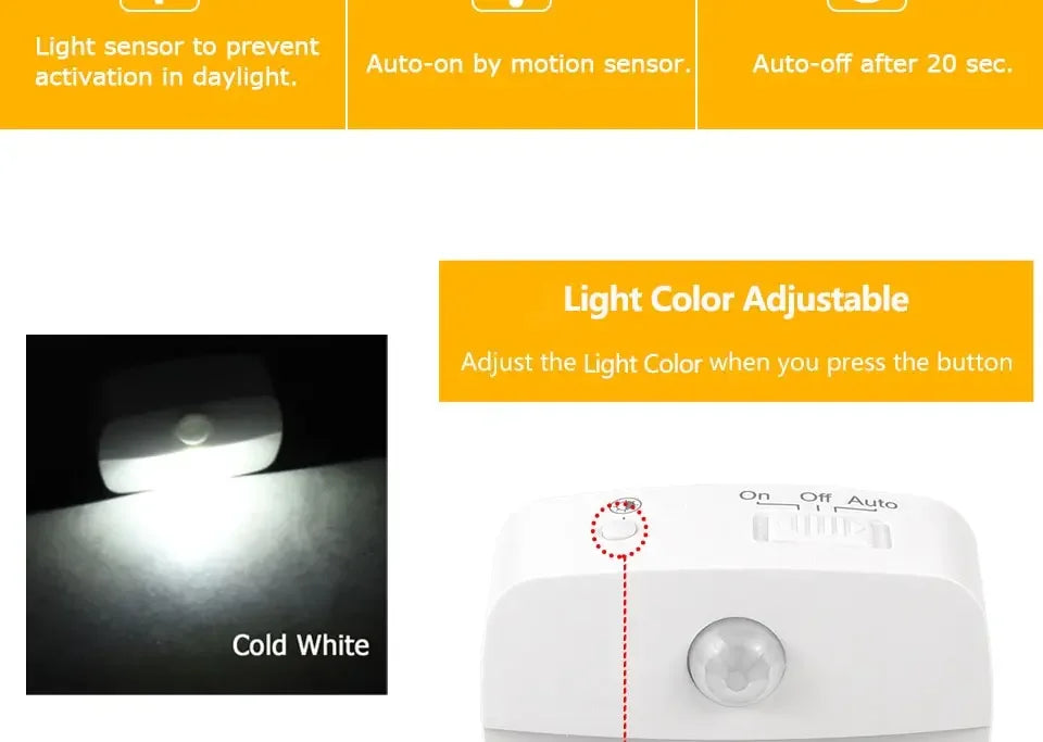 AC85-265V Led Night Light with Motion Sensor EU US Socket PIR Human Infrared Induction Lamp Plug in Wall Bedroom Hallway 3 Color