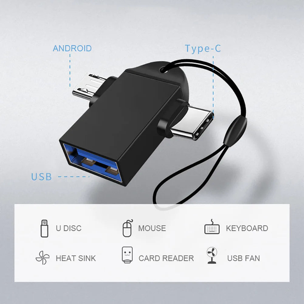 2 In 1 OTG Adapter USB Female To Micro USB/Type C Male Converter For Android For Xiaomi Huawei Tablet Laptop Flash Disk Drive