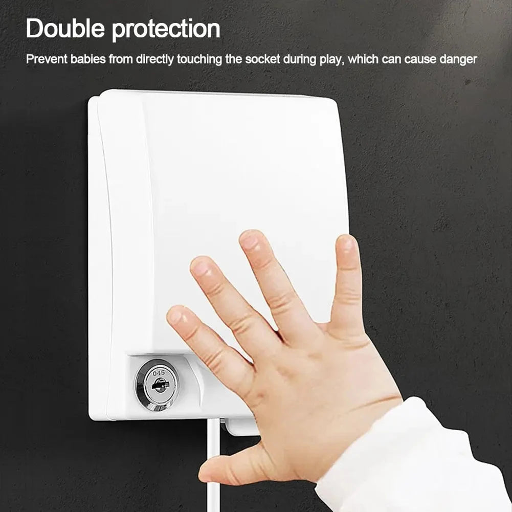 Lockable Waterproof Socket Box with Key for Electrical Outlet Protection Suitable for Homes Schools and Hospitals
