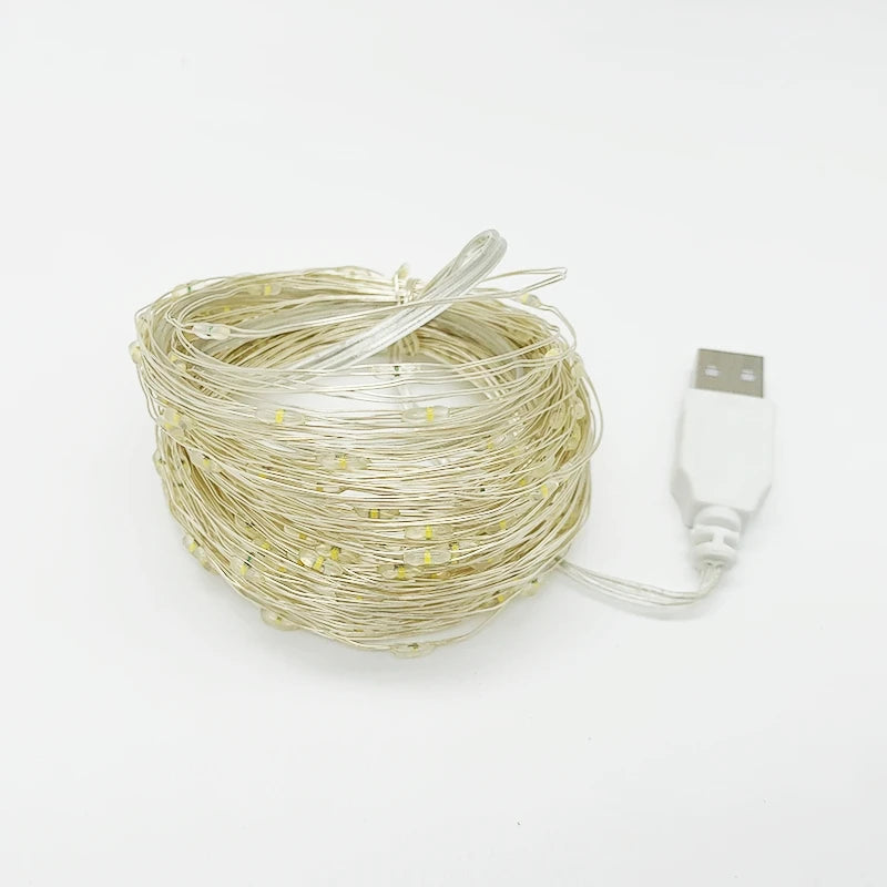 10/20/30M USB LED String Lights Copper Silver Wire Garland Light Waterproof Fairy Lights For Christmas Wedding Party Decoration