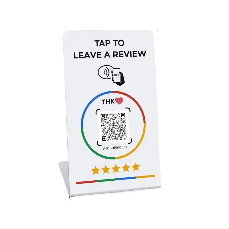 13.56Mhz programmable Google Review Card NFC station table NFC Google Reviews display bending card standing brand bracket