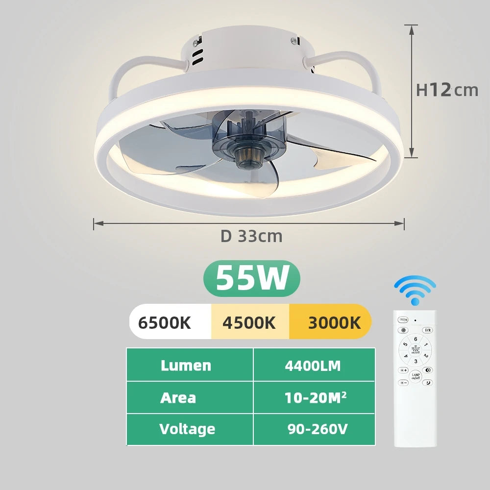IRALAN  Ceiling Fan with Light Smart Silent Electric Fans lamp Modern 6 wind speed  Remote Control Bedroom Study Livingroom Home