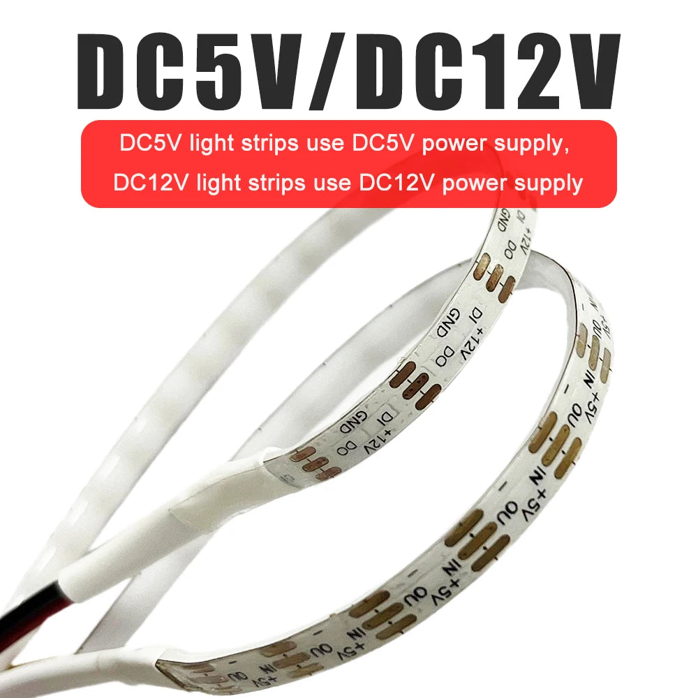 5mm WS2812B COB LED Strip Smart RGBIC WS2812 Individually Addressable High Density 160Leds/m  Flexible Pixel Light DC5V/DC12V