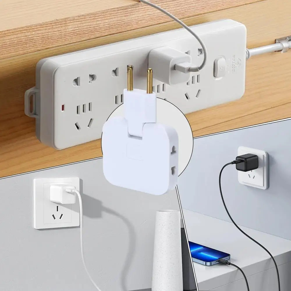 3 Way Multiple Outlet Splitter Extender 180 degree splitter adapter Flat swivel tee for a lightweight outlet Space Saving
