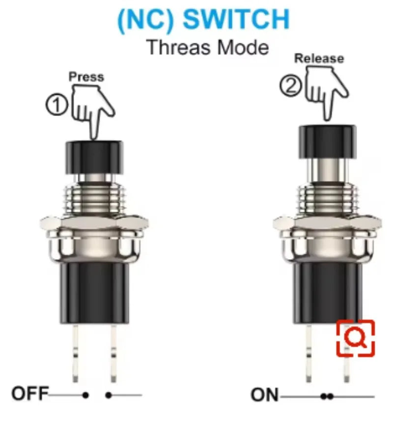 7Mm Momentary Push Button Switch Mini Pushbutton Switches Reset Jog Lock Free Switch Pre-Soldered Normal Open Light Pushbuttons