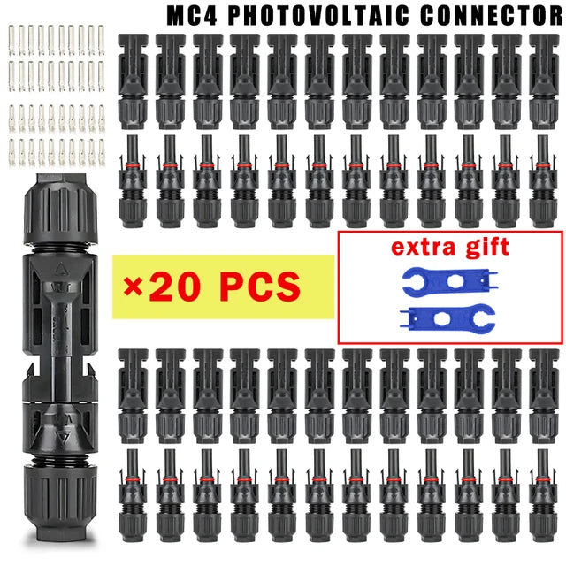 400/200/100/40/20/10 Pcs Photovoltaic Solar Connector Kit 1000V 30A Panel Solor Connectors for PV/MC Cable 2.5/4/6mm2