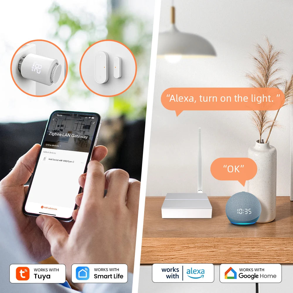 Tuya Zigbee 3.0 Smart Wired Gateway Hub ,With Signal Antenna Smart Wired Bridge Hub,Works With Yandex Alice Alexa Google Home