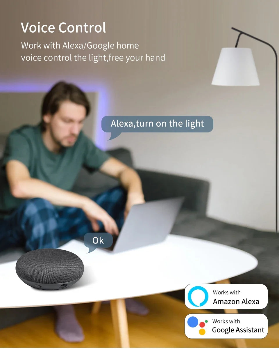 Tuya WiFi Smart Home Light Switch RF433 Neutral Wire/No Neutral Wire Required US Wall Touch Switches Support Alexa Google Home