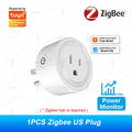 Tuya WiFi Or Zigbee Smart Socket US Plug 16A With Power Monitoring Timing Function WiFi Outlets Works With Alexa Home Assistant