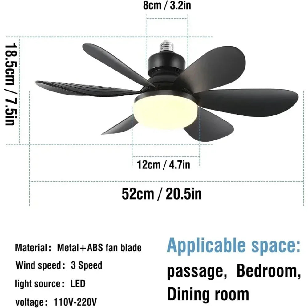Ceiling Fan Light 52cm Thin Silent Ceiling Fan with Remote Control Unlimited Dimming 3-speed Adjustment Bedroom Living Room