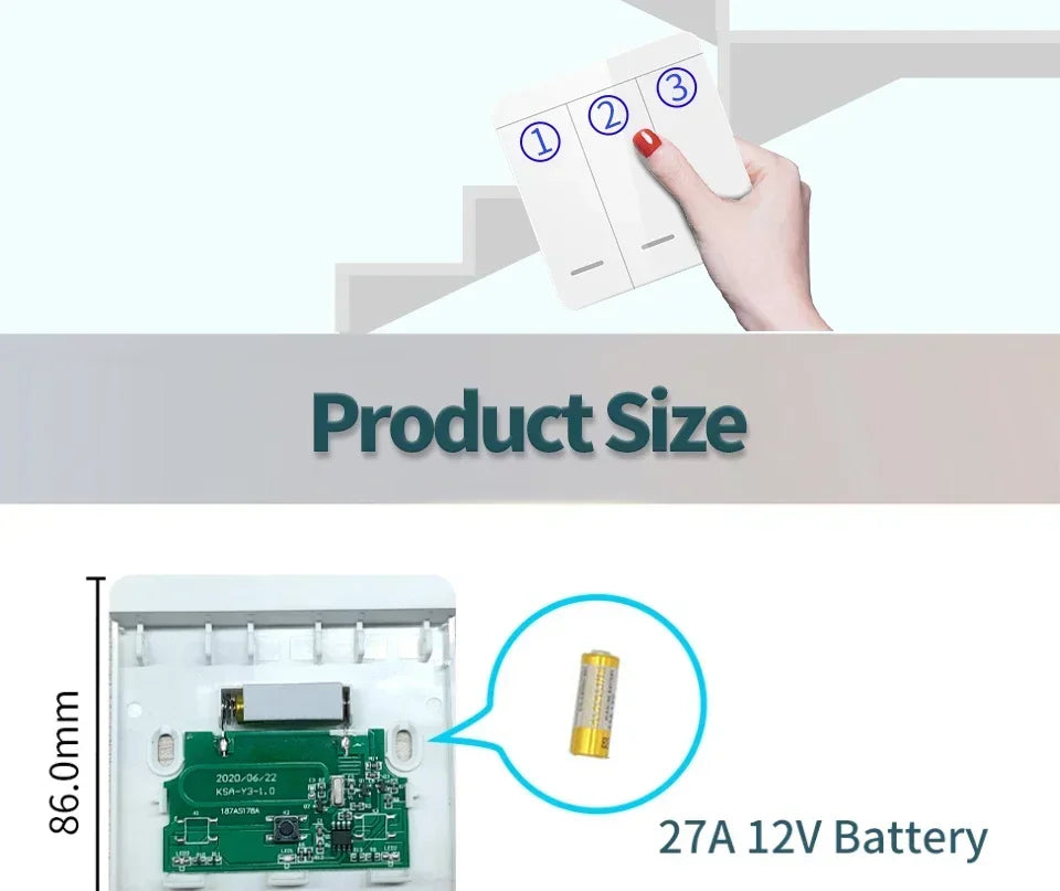 Wireless Wall Light Switch 433Mhz 1/2/3 Wall Light Panel Switch LED Interrupter Switch for Lighting 110V 220V Wireless Control