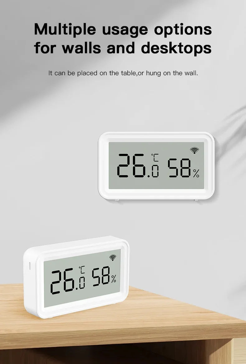 Tuya Zigbee WiFi Indoor Temperature Humidity Sensor with Smart Home App Remote Control Works with Alexa And Google Assistant