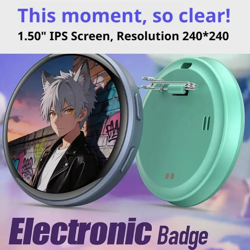 For Ebadge 1.50 Inch Electronic Bar Full Touch Electronic Badge Trendy Play Guzi Anime Badge Fashionable And Cool Standby Mode