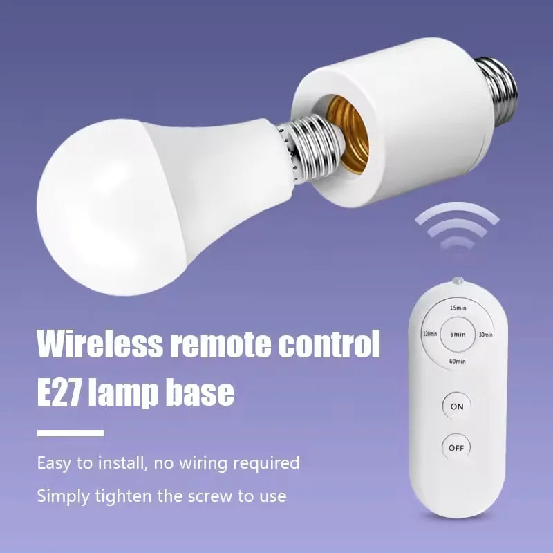 E27 60W Wireless Remote Control Smart Timer Switch Lamp Holder 110V 220V House Multi Light Switch Baby Room Bedroom Timer Switch