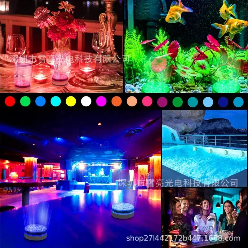 Updated IP68 RGB Submersible 13LED Underwater Light with Remote Control Underwater Pool Light Bright Lamp for Pond/Pool/Aquarium