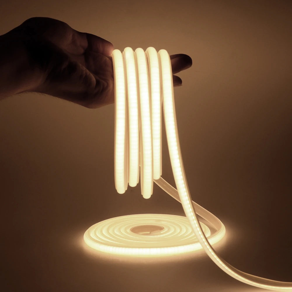 220V Switch COB LED Neon Strip Light 288LED AC EU Power Plug Kit White Pink Red 10 Color Waterproof Flex Tape Home Kitchen Decor