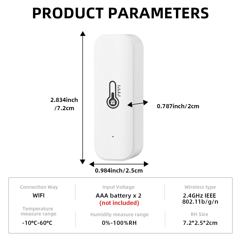 1~10PCS Tuya WiFi Temperature and Humidity Sensor Remote Monitor For Smart Home Work with Alexa Google Assistant