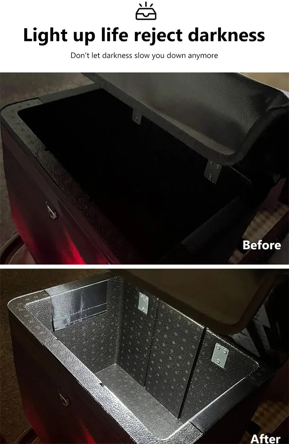 Motorcycle Locomotive Box Sensor Light LED Tail Box Anti-Collision Lamp Convenient Outdoor Fishing Camping Night Light ﻿
