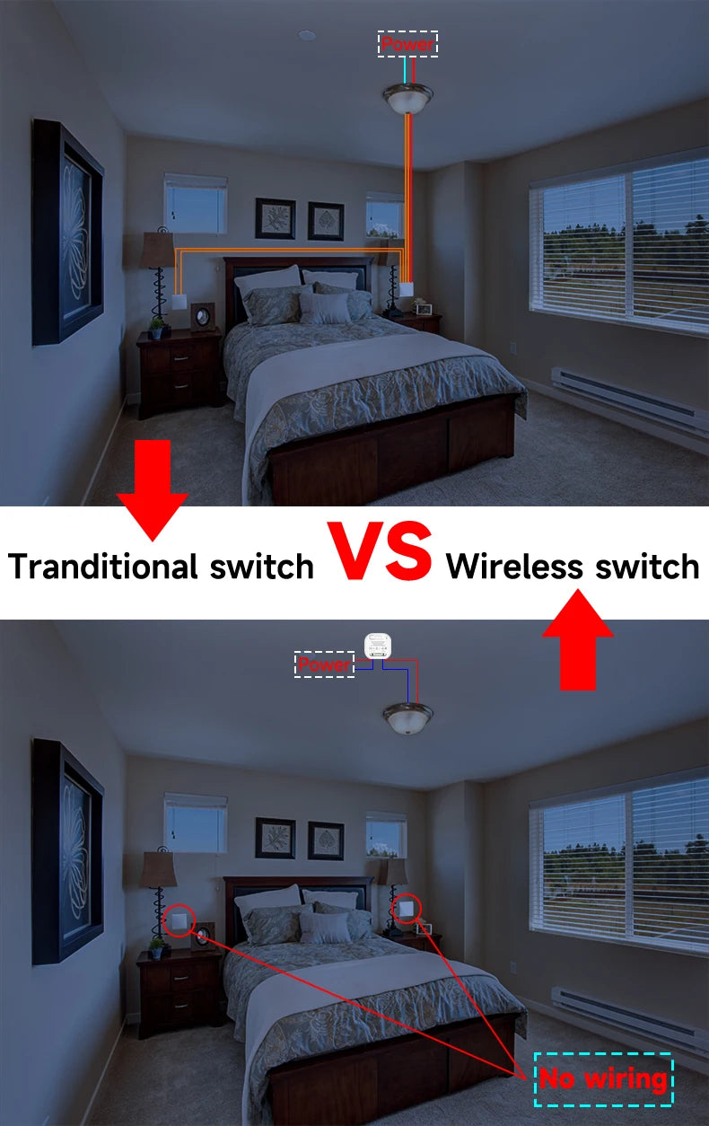Battery Free RF433 Household Wireless Wall Switch Wiring Free Self Generating Kinetic Energy Panel Waterproof Lighting Switches