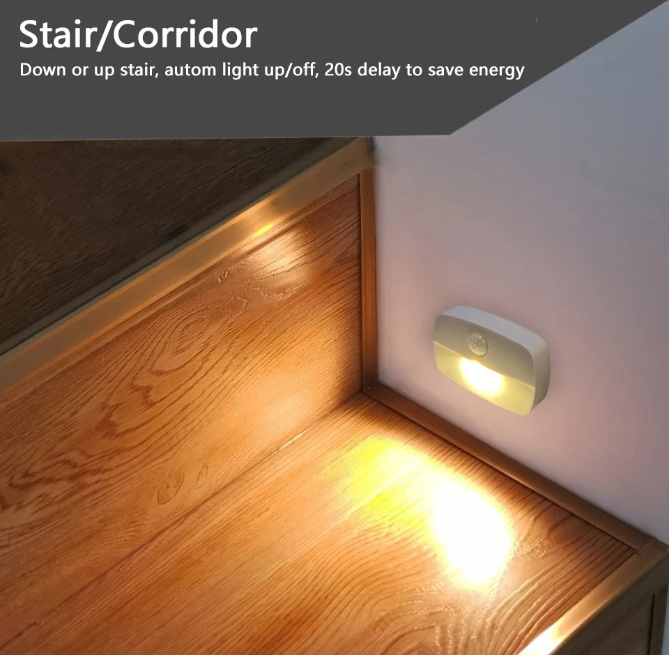 US European Plug LED Night Light PIR Motion Sensor Light Smart Lamp 110V 220V AAA Battery For Bedroom Bathroom Corridor Closet