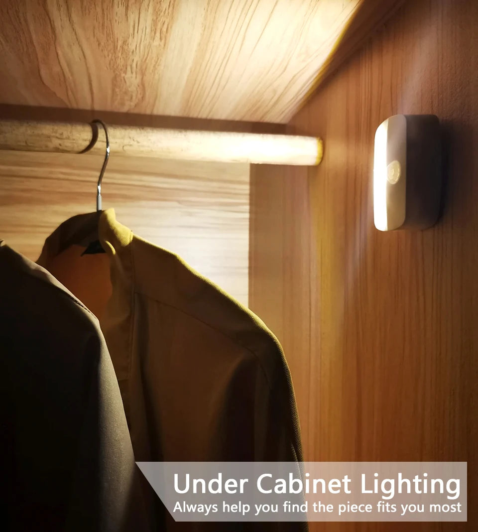 US European Plug LED Night Light PIR Motion Sensor Light Smart Lamp 110V 220V AAA Battery For Bedroom Bathroom Corridor Closet