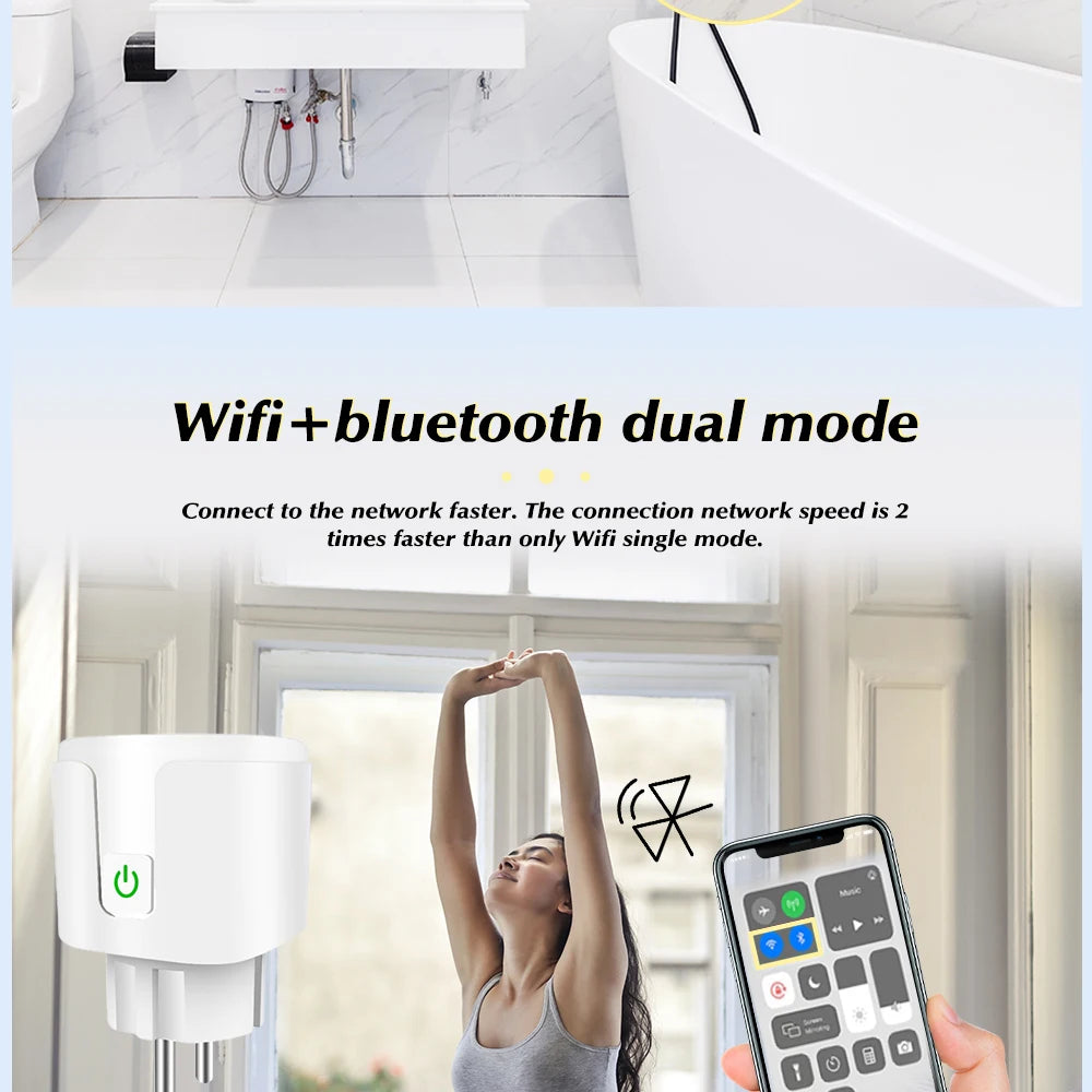 Smart Socket EU 16A/20A AC100-240V Wifi Smart Plug Power Outlet, Alexa Google Home Voice Control, For Tuya Smart Life APP