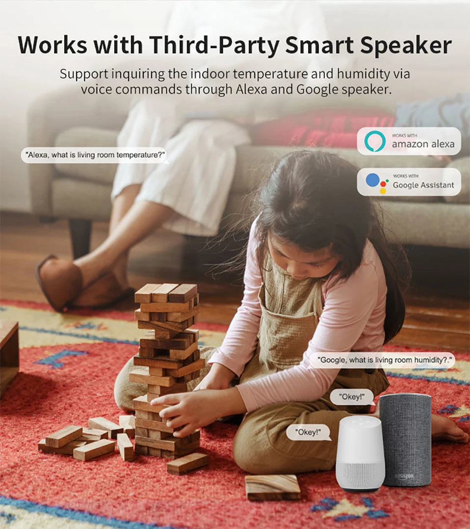 Tuya WiFi Zigbee Temperature Humidity Sensor Indoor Hygrometer Controller Monitoring Smart Life Alexa Google Home Tuya Sensor