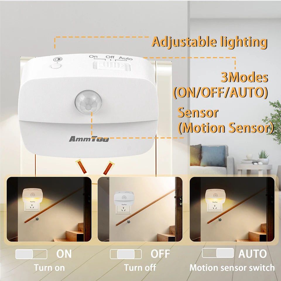 US European Plug LED Night Light PIR Motion Sensor Light Smart Lamp 110V 220V AAA Battery For Bedroom Bathroom Corridor Closet