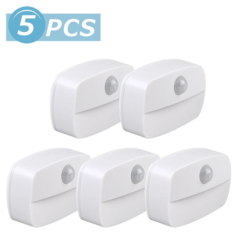 Wireless LED Motion Sensor Night Light Plug In Motion Detector Bedroom Staircase Closet Bedside Night Lamp 220V Battery Powered