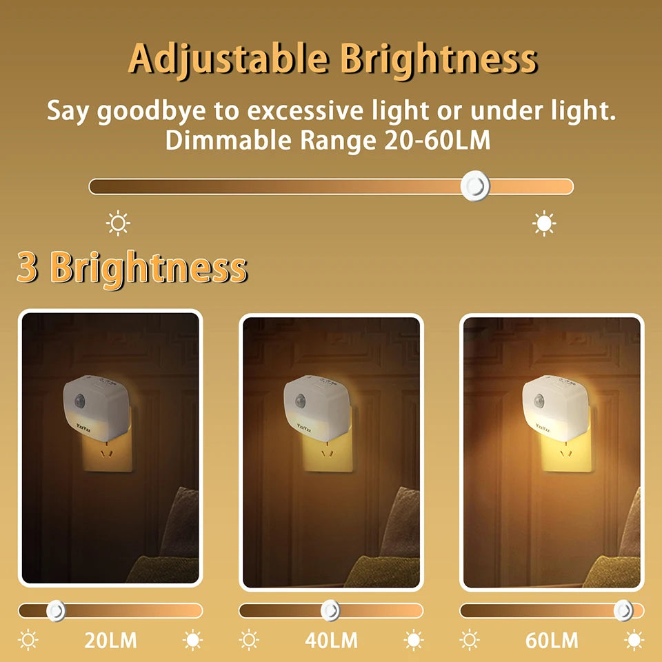 US European Plug LED Night Light PIR Motion Sensor Light Smart Lamp 110V 220V AAA Battery For Bedroom Bathroom Corridor Closet